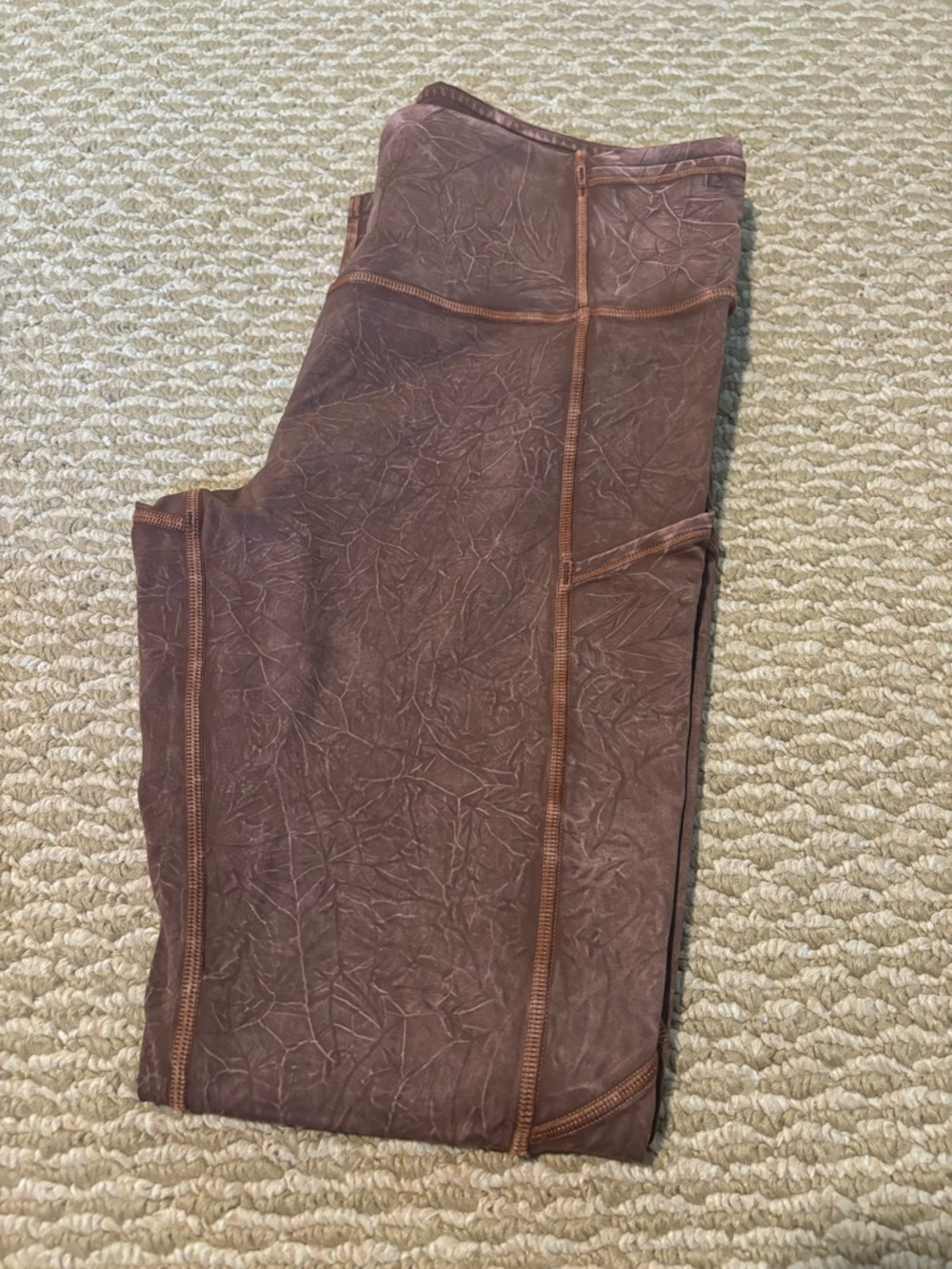 lululemon athletica Brown Crinkle Effect Leggings fast and free with pull tie